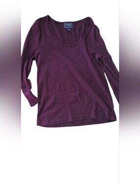 Chaps Classic Women's Plum Long Sleeve Scoop Neck Top